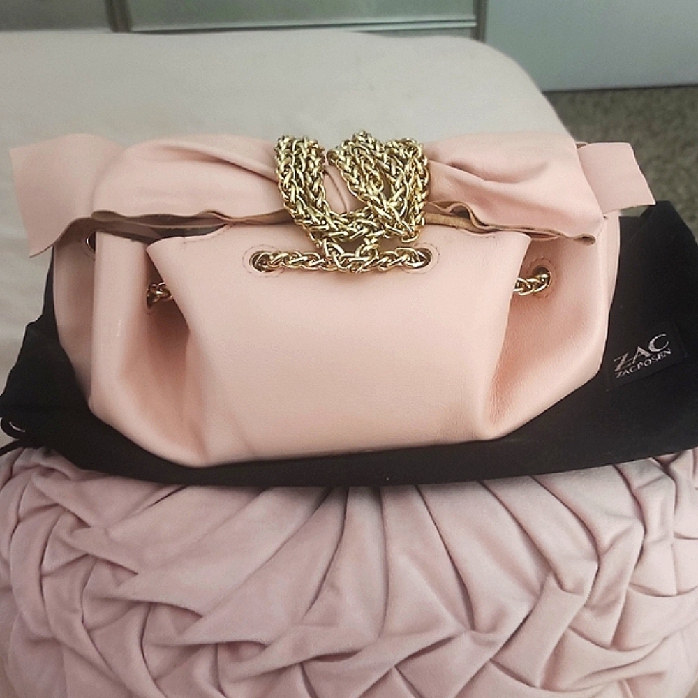 Elegant Leather Pink Chain Strap Women's Bag